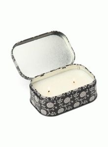 CHE0401EU Cherie 127g Printed Tin Candle Paddywax - Black and Grey - Black Fig and Olive